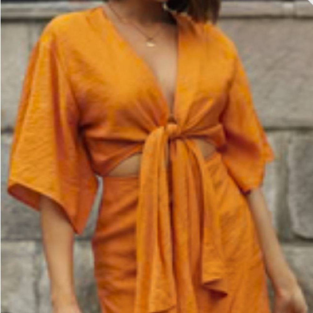 Orange Mini Front Tie Dress